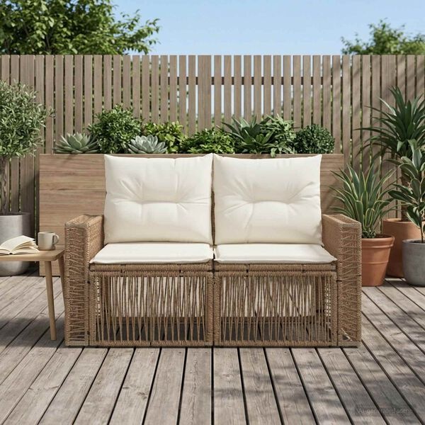vidaXL Tuinbank Beige Poly Rattan - 34% Korting