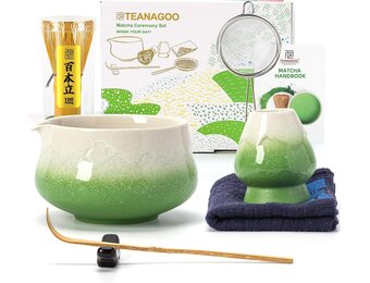 Matcha Theeset 7-delig, Keramiek & Bamboe, 32% Korting
