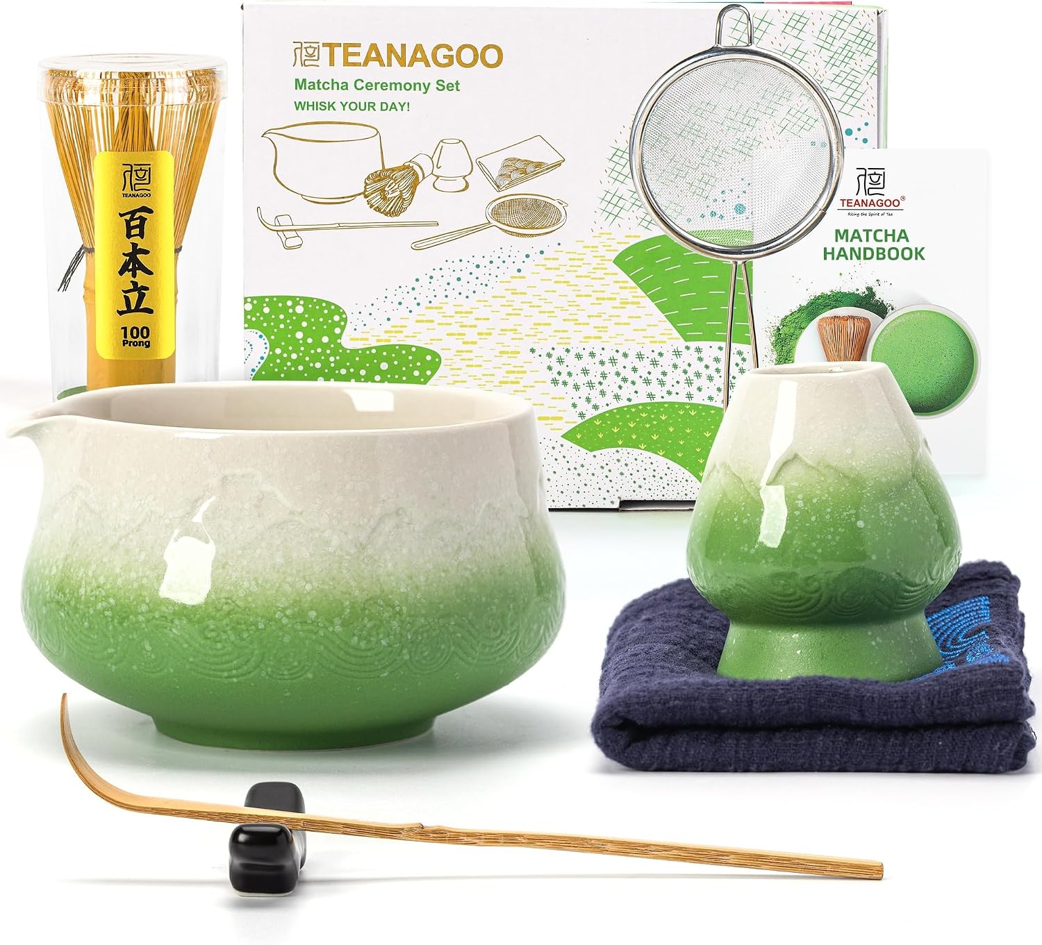 Matcha Theeset 7-delig, Keramiek & Bamboe, 32% Korting