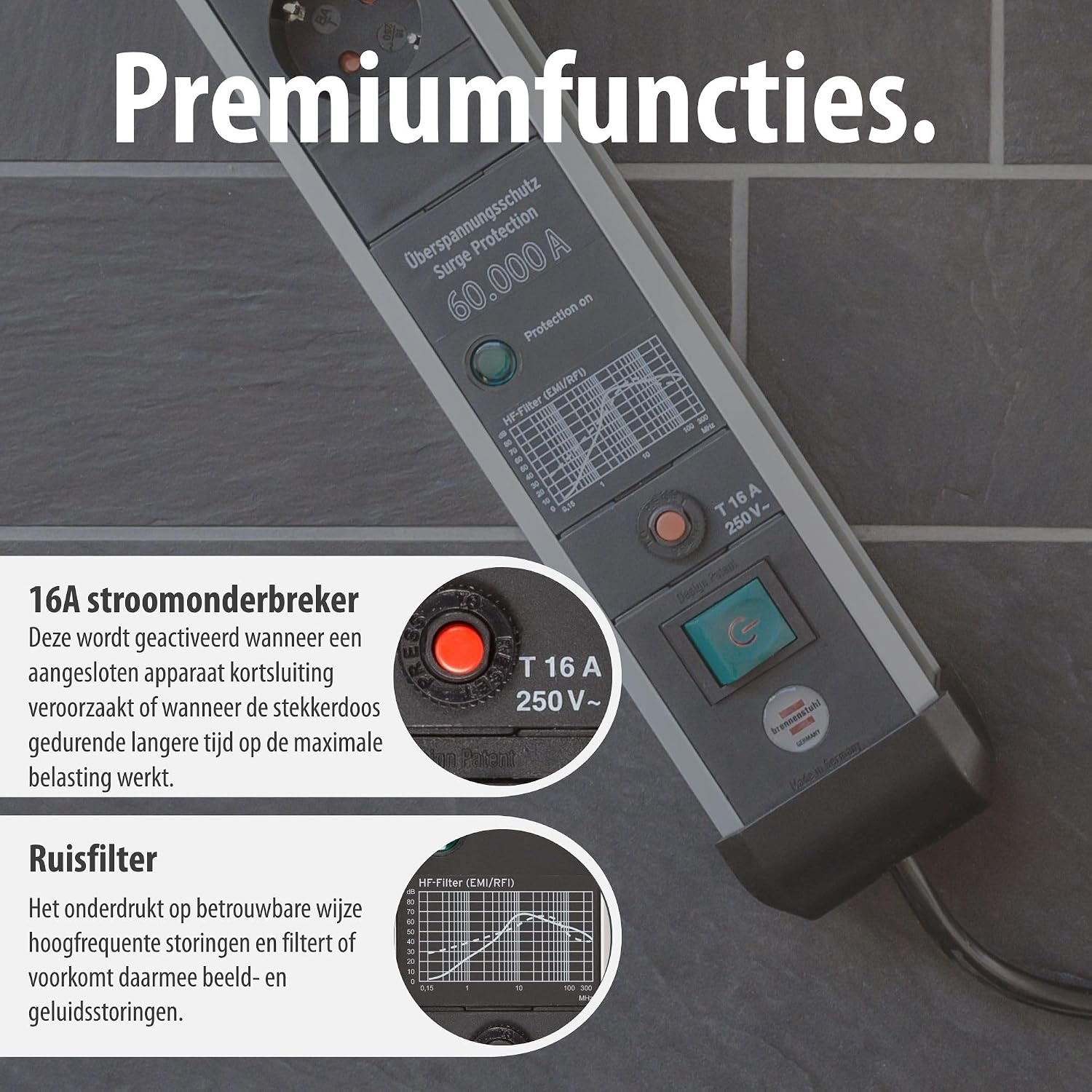 8-voudige Stekkerdoos met Overspanningsbeveiliging - 34% Korting