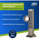 Buitenstopcontact met Timer: 2-voudig, RVS, IP44 - 34% Korting!