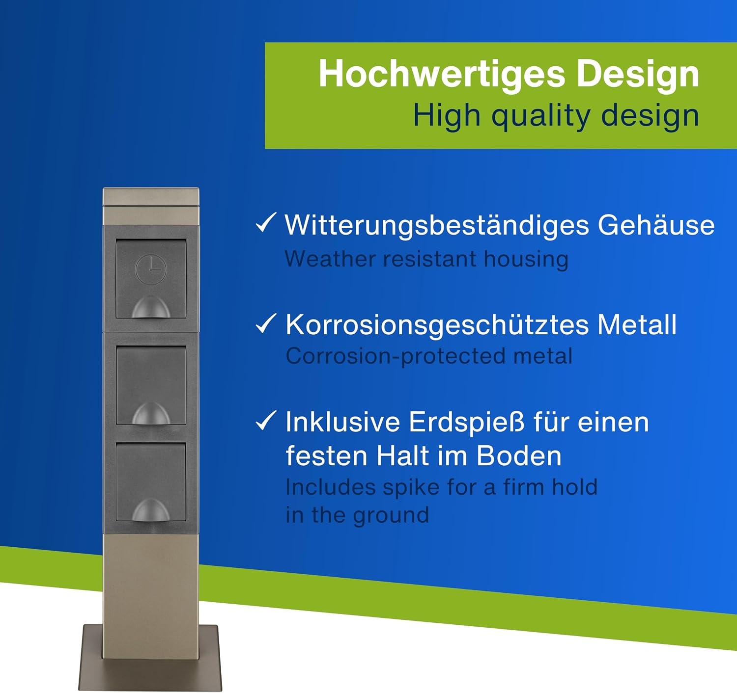 Buitenstopcontact met Timer: 2-voudig, RVS, IP44 - 34% Korting!