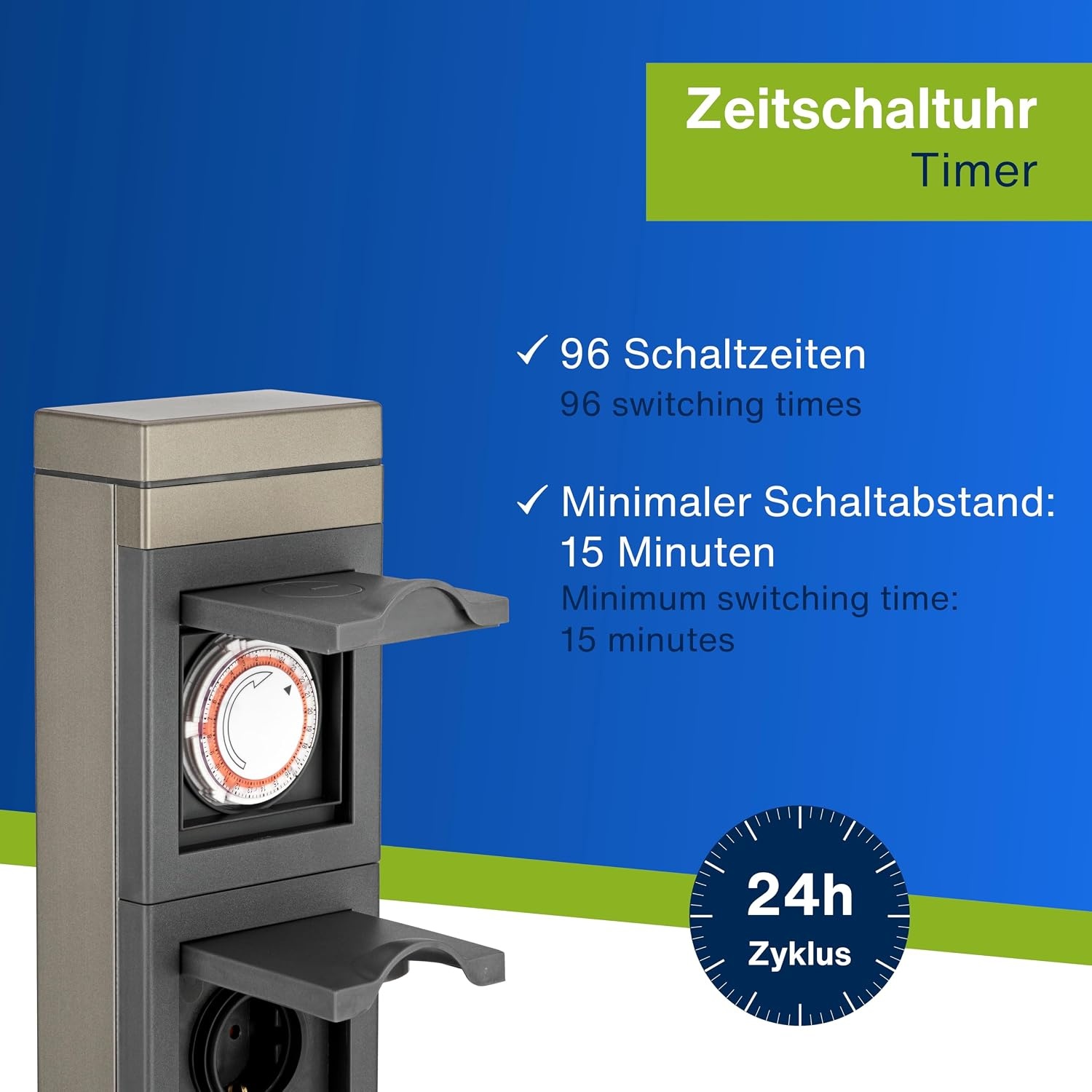 Buitenstopcontact met Timer: 2-voudig, RVS, IP44 - 34% Korting!
