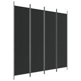 Kamerscherm 4 panelen 200x200 cm Zwart - 33% Korting