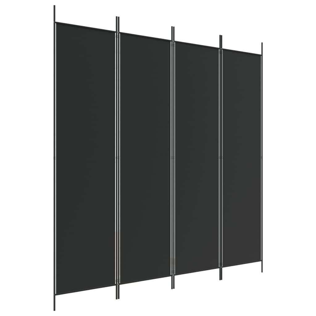 Kamerscherm 4 panelen 200x200 cm Zwart - 33% Korting