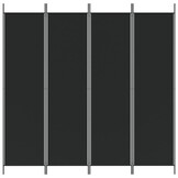Kamerscherm 4 panelen 200x200 cm Zwart - 33% Korting