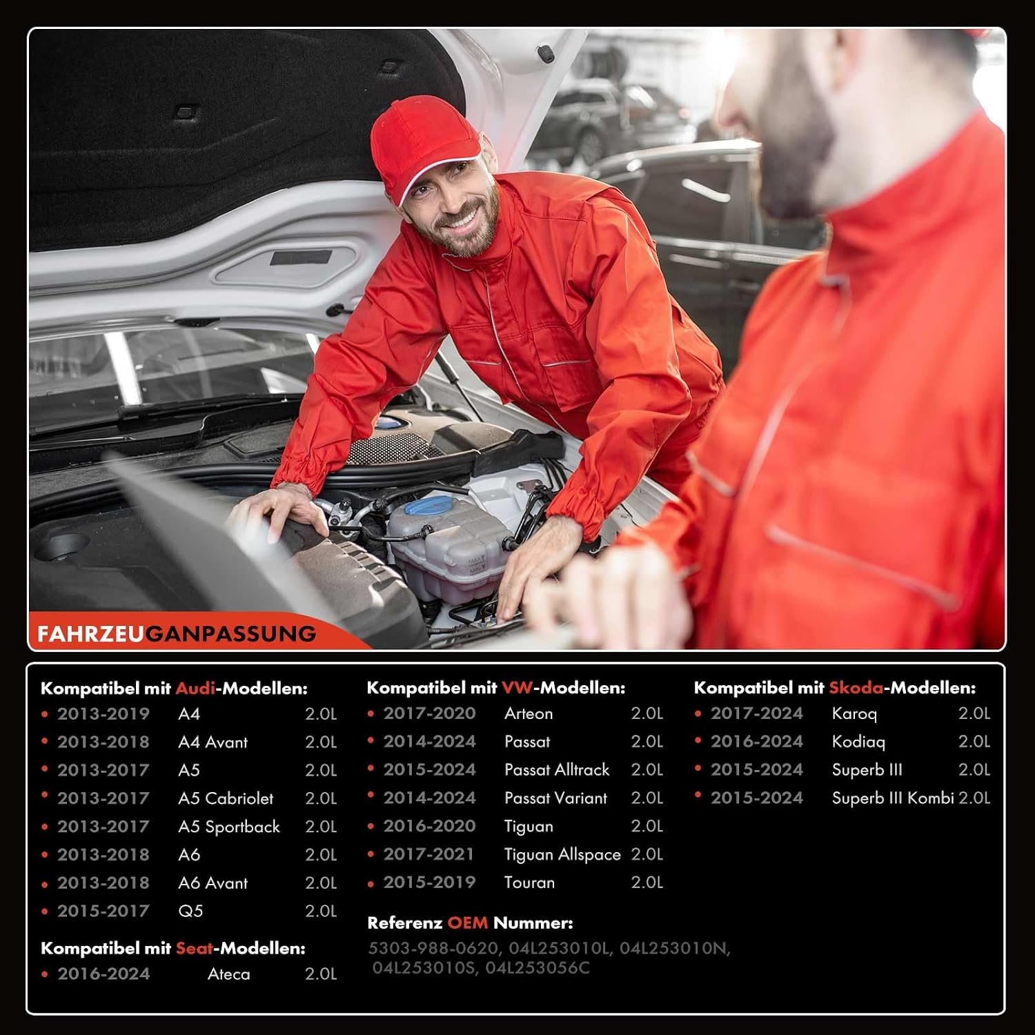 Turbocompressor 2.0L geschikt voor Audi A4 A5 A6 Q5, VW Passat Tiguan Touran, Seat Ateca, Skoda Karoq Kodiaq (2013-2024) | OE 04L253010S - 35% Korting