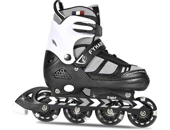 Verstelbare Inline Skates Maat M Zwart/Wit met Lichtgevende Wielen - 33% Korting