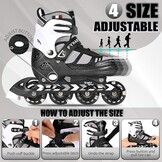 Verstelbare Inline Skates Maat M Zwart/Wit met Lichtgevende Wielen - 33% Korting