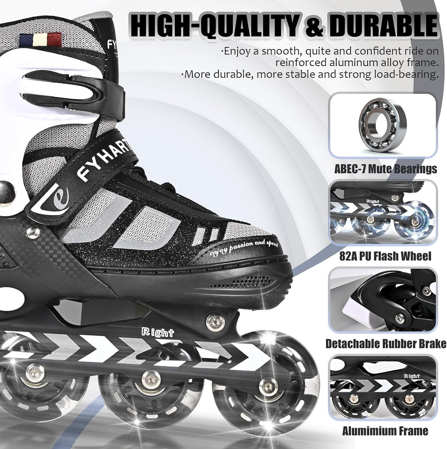 Verstelbare Inline Skates Maat M Zwart/Wit met Lichtgevende Wielen - 33% Korting