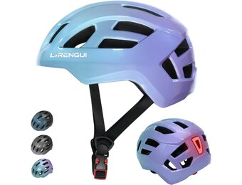 Kinderfietshelm Paars (55-58 cm) met Achterlicht - 32% Korting