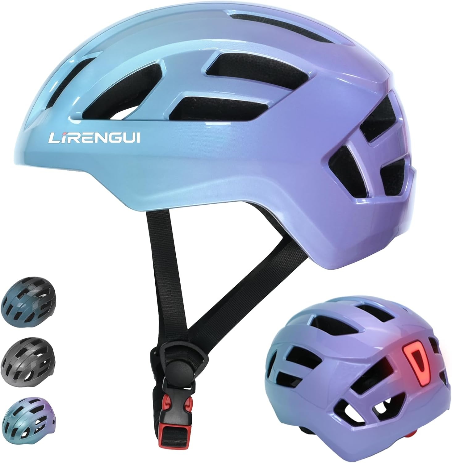 Kinderfietshelm Paars (55-58 cm) met Achterlicht - 32% Korting