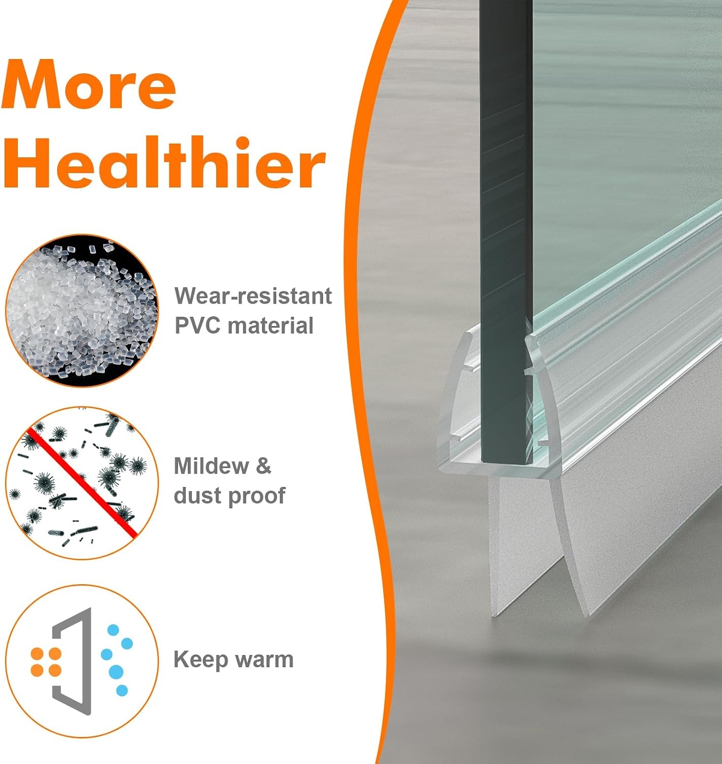 Glazen Douchestrip PVC Transparant 80 cm - 2 Stuks | 37% Korting