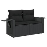 VidaXL Tuinbank 2-zits met Kussens Poly Rattan Zwart - 34% Korting