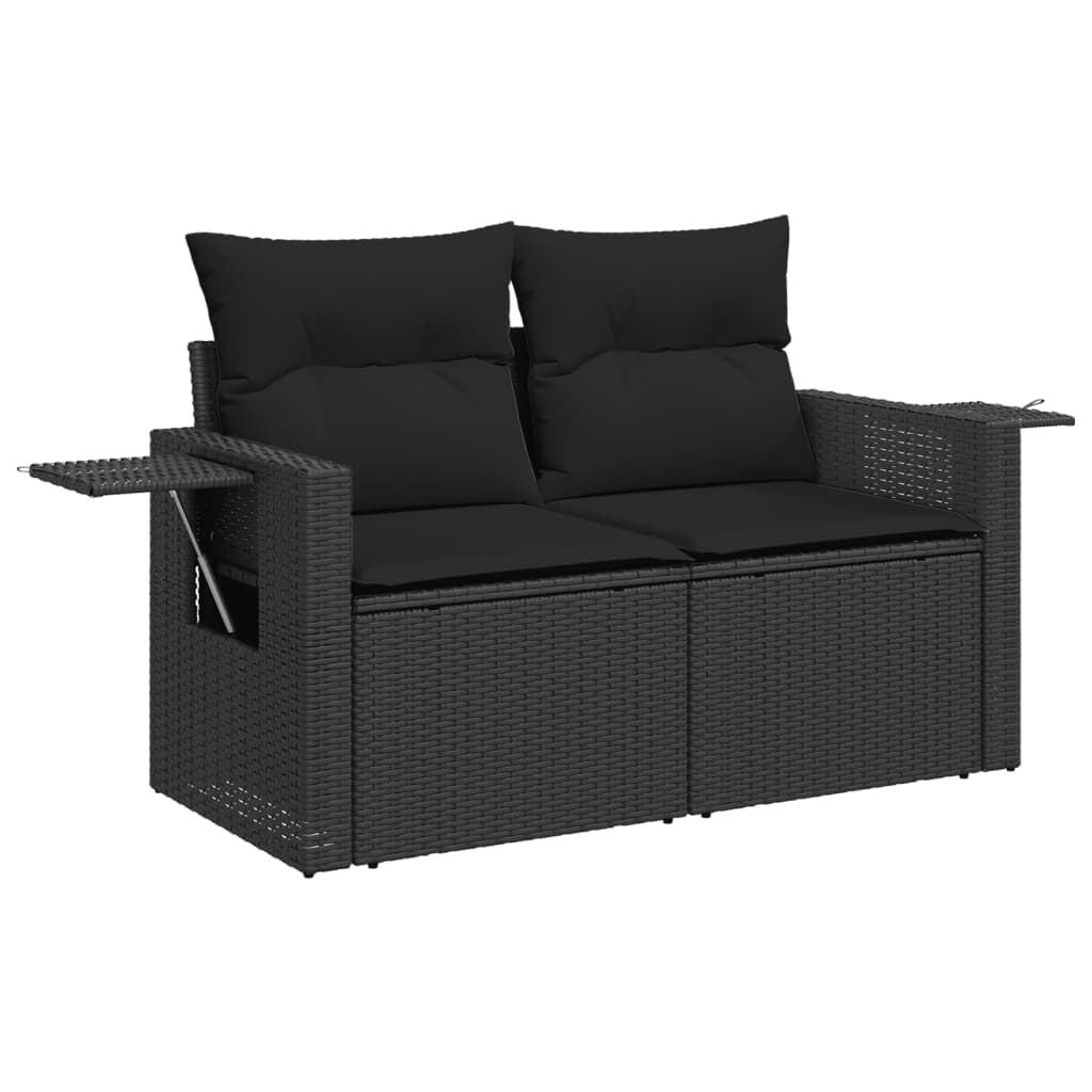 VidaXL Tuinbank 2-zits met Kussens Poly Rattan Zwart - 34% Korting