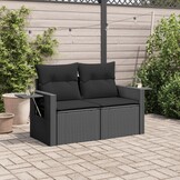 VidaXL Tuinbank 2-zits met Kussens Poly Rattan Zwart - 34% Korting
