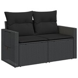 VidaXL Tuinbank 2-zits met Kussens Poly Rattan Zwart - 34% Korting