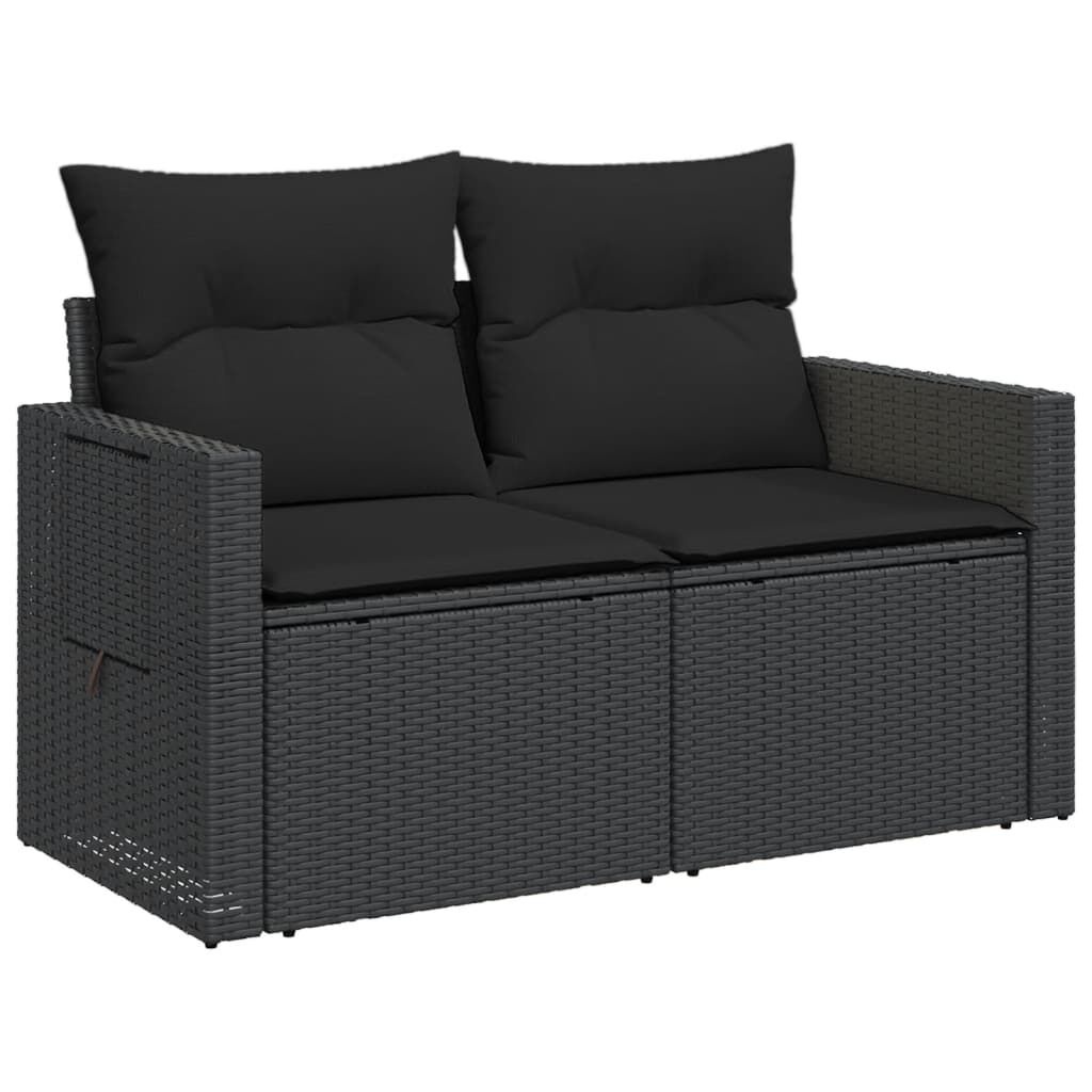 VidaXL Tuinbank 2-zits met Kussens Poly Rattan Zwart - 34% Korting