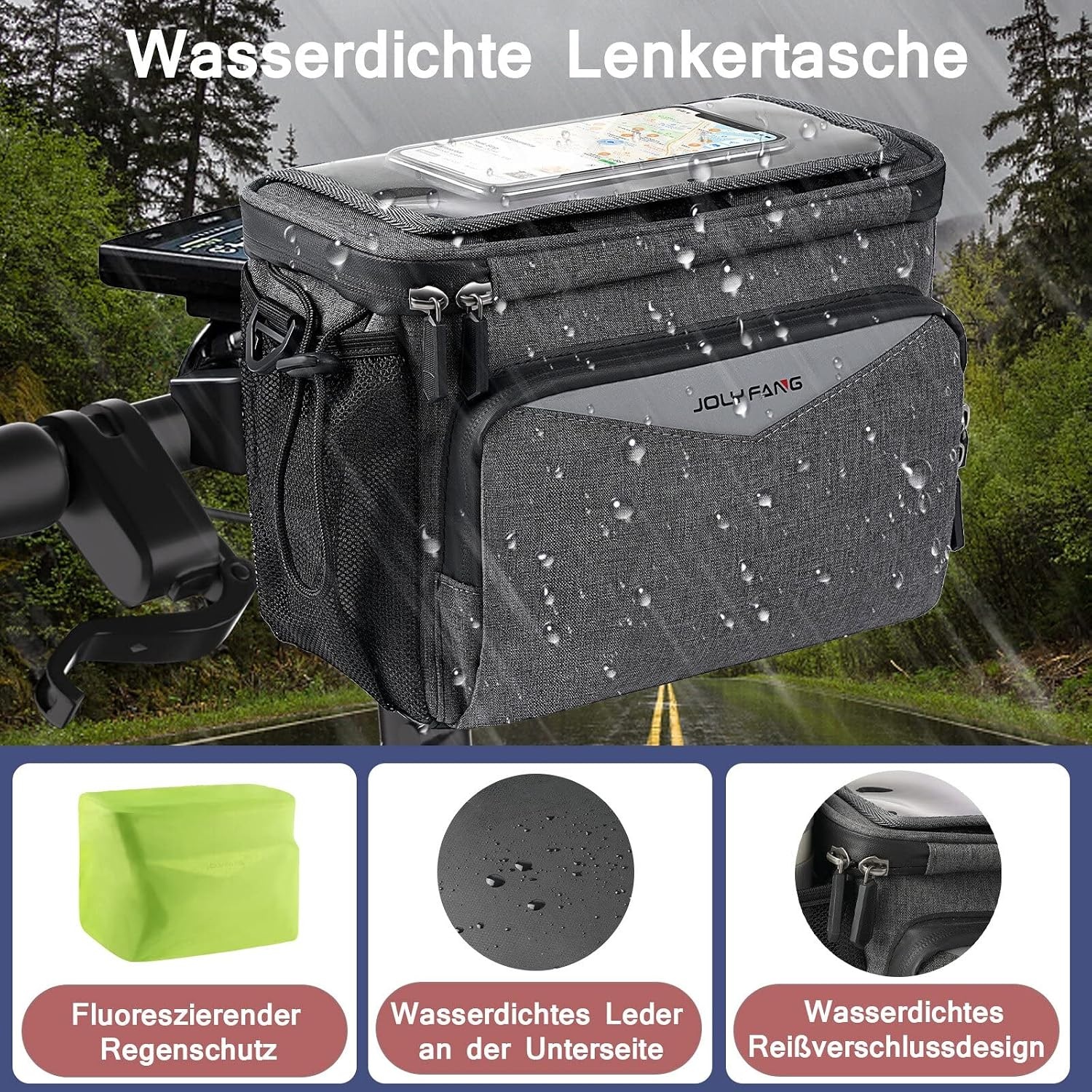 Stuurtas Fietstas Grijs Waterdicht 5.2L - 32% Korting