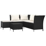 Loungeset met kussens Poly Rattan Zwart - 35% Korting