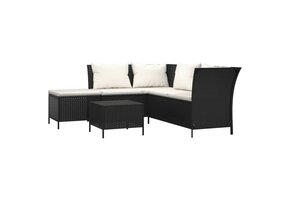 Loungeset met kussens Poly Rattan Zwart - 35% Korting