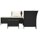 Loungeset met kussens Poly Rattan Zwart - 35% Korting
