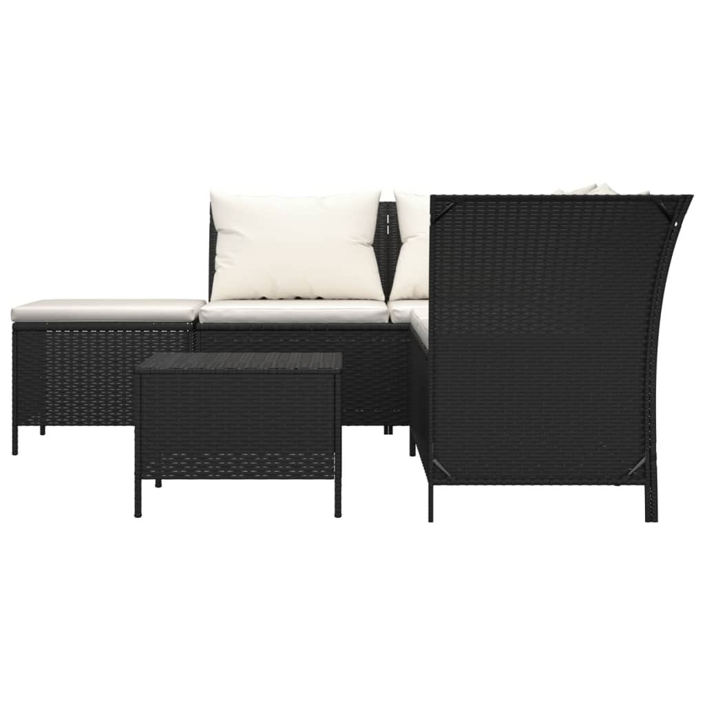 Loungeset met kussens Poly Rattan Zwart - 35% Korting