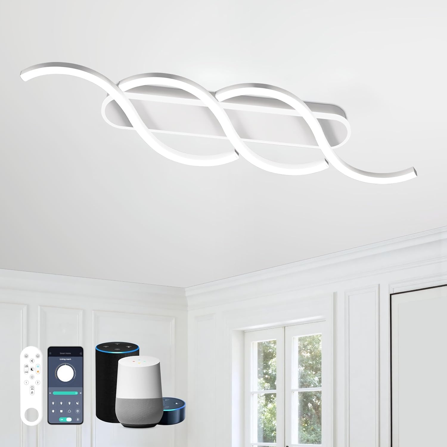 LED Plafondlamp 79cm Wit Metaal Acryl met Afstandsbediening - 34% Korting