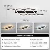 LED Plafondlamp 79cm Wit Metaal Acryl met Afstandsbediening - 34% Korting