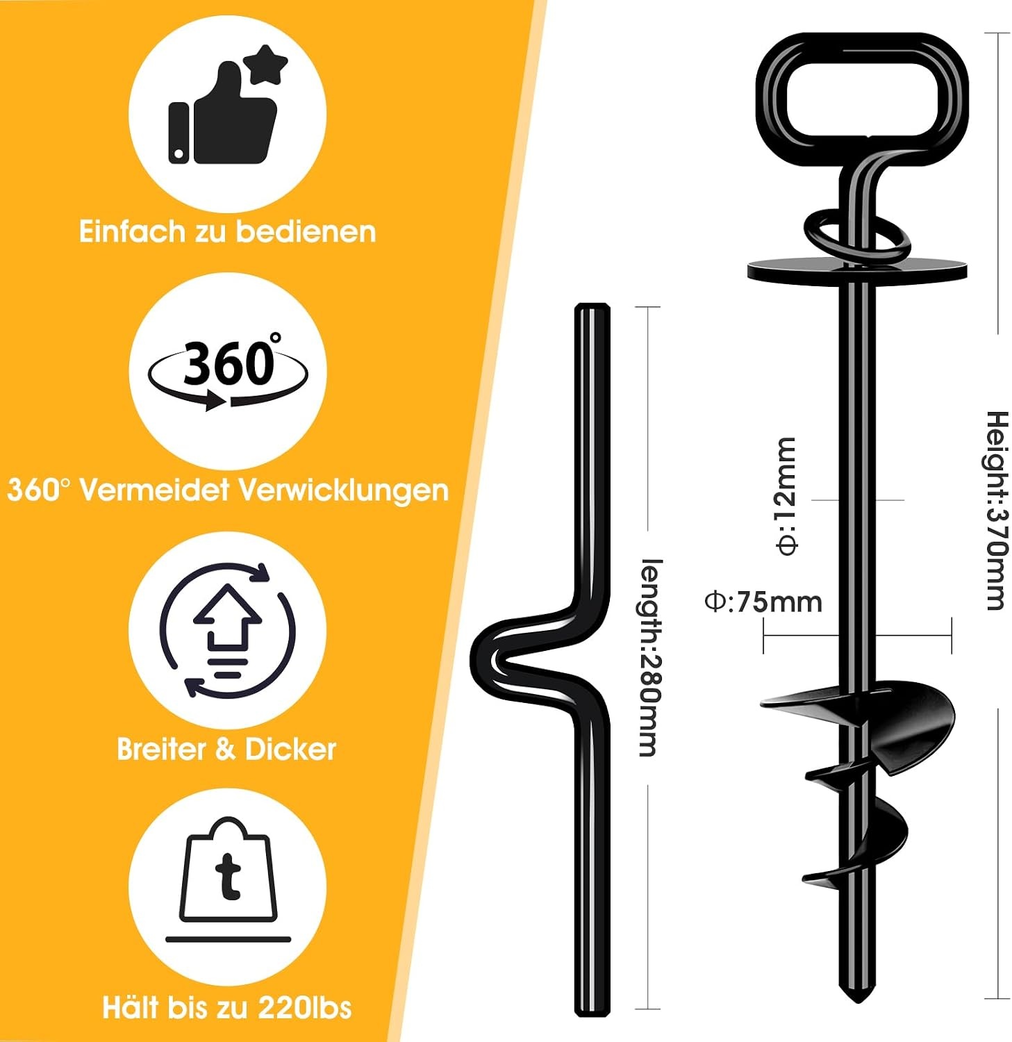 Honden grondanker spiraal - Extra stabiel (max 100kg) - 31% korting!