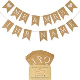 Gouden Trouwbanner Slinger - Feestdecoratie Bruiloft & Verloving - M - 16,5 x 16,5 cm