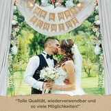 Gouden Trouwbanner Slinger - Feestdecoratie Bruiloft & Verloving - M - 16,5 x 16,5 cm