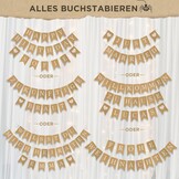 Gouden Trouwbanner Slinger - Feestdecoratie Bruiloft & Verloving - M - 16,5 x 16,5 cm