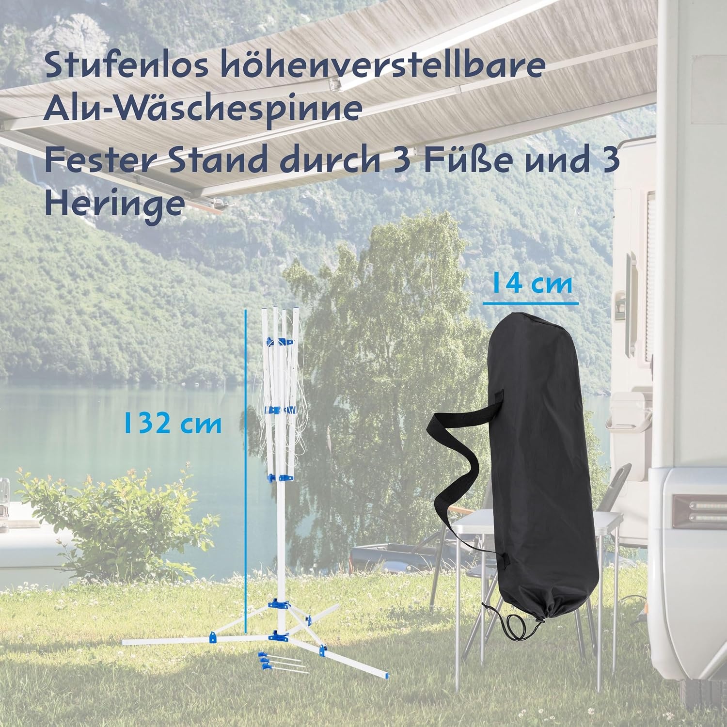 Lichtgewicht Aluminium Droogmolen voor Caravan/Camping - 33% Korting!