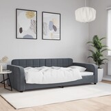 Donkergrijze Fluwelen Slaapbank 100x200 cm - 35% Korting!