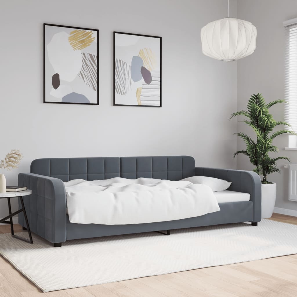 Donkergrijze Fluwelen Slaapbank 100x200 cm - 35% Korting!