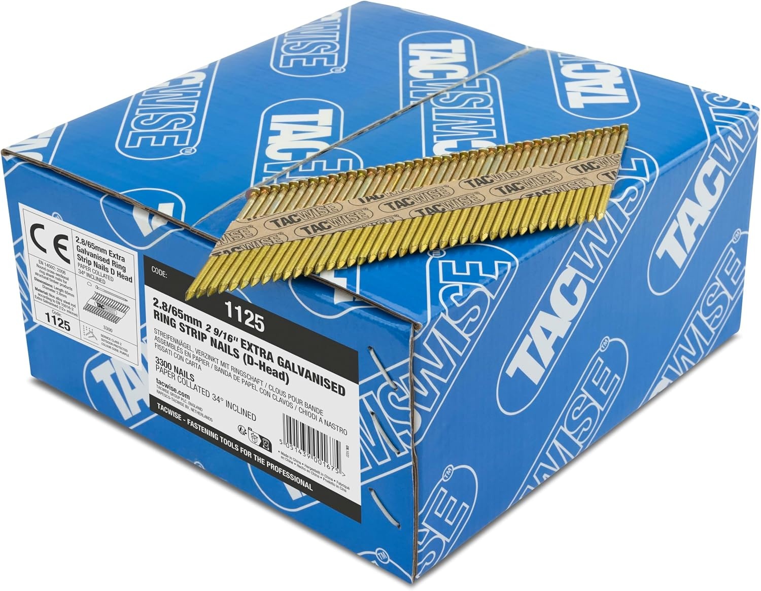 Tacwise Verzinkte Stripnagels 2,8x65mm (3300st) - 34°, 33% Korting