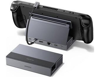 UGREEN Steam Deck Dock met 4K@120Hz DP, 10Gbps USB-datapoorten, Gigabit Ethernet, SD/TF-kaartlezer, PD 100W USB C Docking Station Compatibel met Steam Deck, ROG Ally, Legion Go, iPad Air/Pro etc.