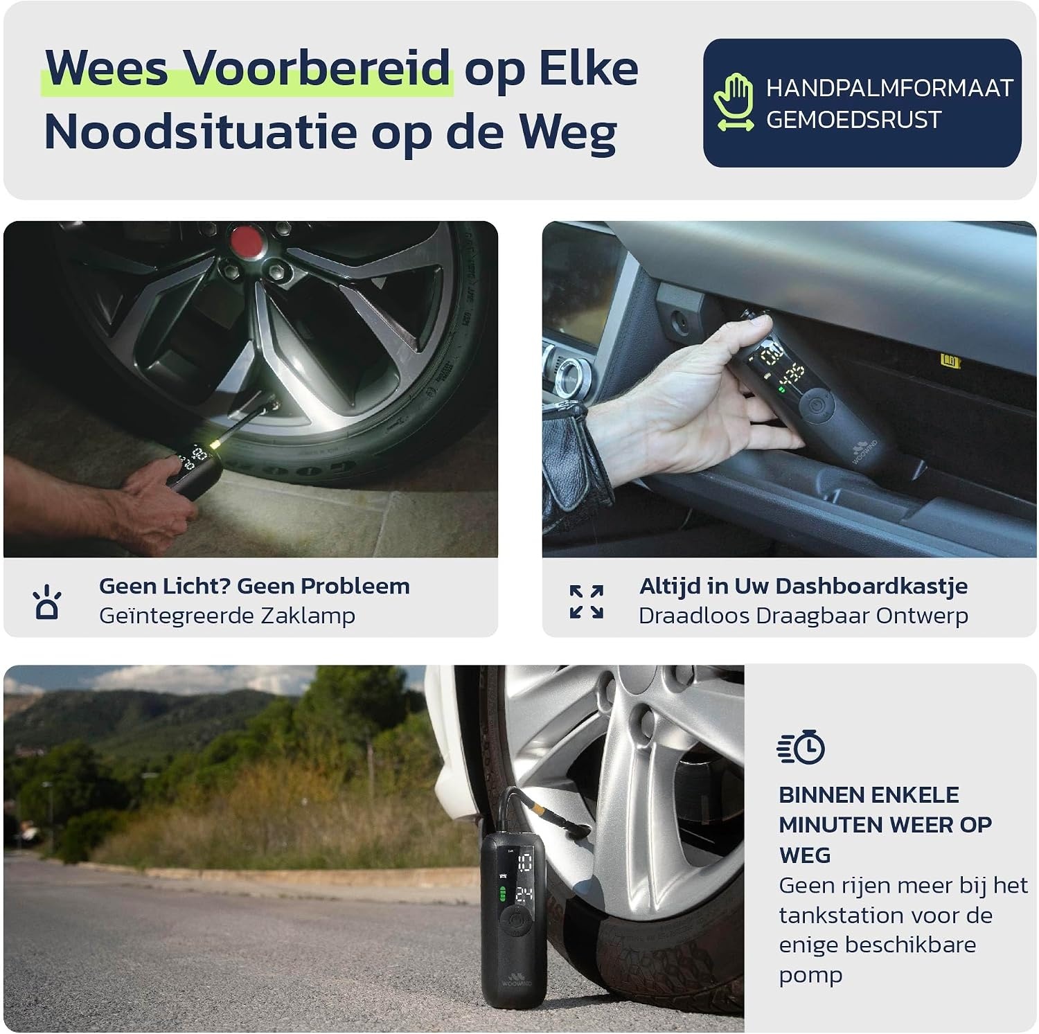 Woowind LP1 Elektrische Fietspomp, Bandenpomp, 1-minuut-opblazen