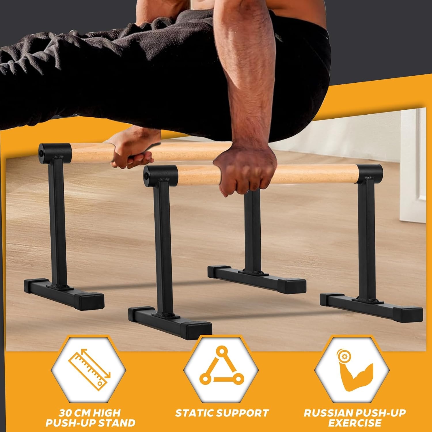Parallettes, Calisthenics Handgrepen voor handstand, push-ups, houten push-ups, voor fitness, thuis en buiten, calestetische uitrusting