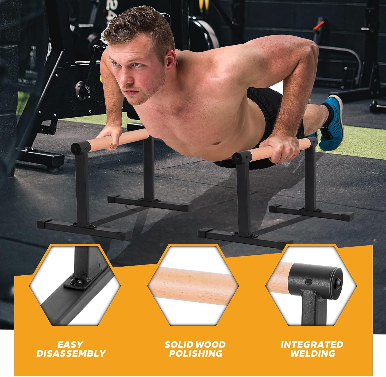 Parallettes, Calisthenics Handgrepen voor handstand, push-ups, houten push-ups, voor fitness, thuis en buiten, calestetische uitrusting
