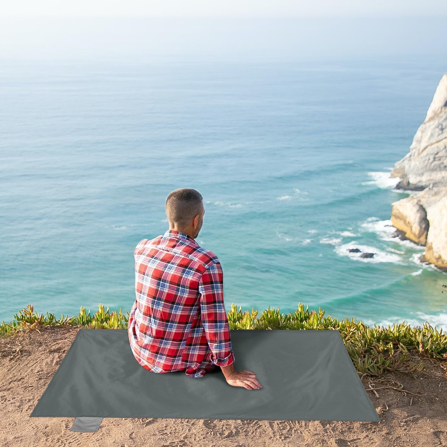 Odoland Picknickdeken Zakdeken 70 x 110 cm, Waterdicht, Hittebestendig, Zandbestendig, dun Grondblad, Lichte Opvouwbare Strandmat voor Outdoor, Kamperen, Reizen, Wandelen, Picknick, Pessimistisch