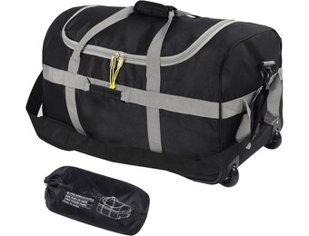 CampMax Opvouwbare Reistas met Wielen - 85 Liter - Zwart - Inclusief Schouderband