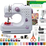 BRICH Elektrische naaimachine met overlock-functie, ideaal als kleine naaimachine voor beginners, voor kinderen en volwassenen, compact en draagbaar, met 42 accessoires, werkt op stroom en batterijen