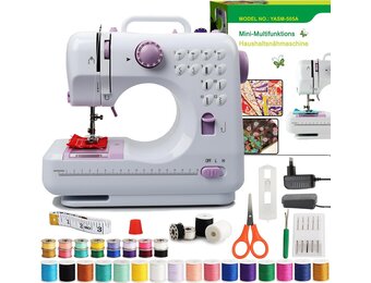 BRICH Elektrische naaimachine met overlock-functie, ideaal als kleine naaimachine voor beginners, voor kinderen en volwassenen, compact en draagbaar, met 42 accessoires, werkt op stroom en batterijen