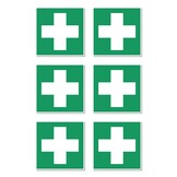 E003 EHBO-stickers 6 stuks DIN EN ISO 7010 / ASR A1,3-5 cm