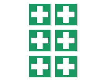 E003 EHBO-stickers 6 stuks DIN EN ISO 7010 / ASR A1,3-5 cm