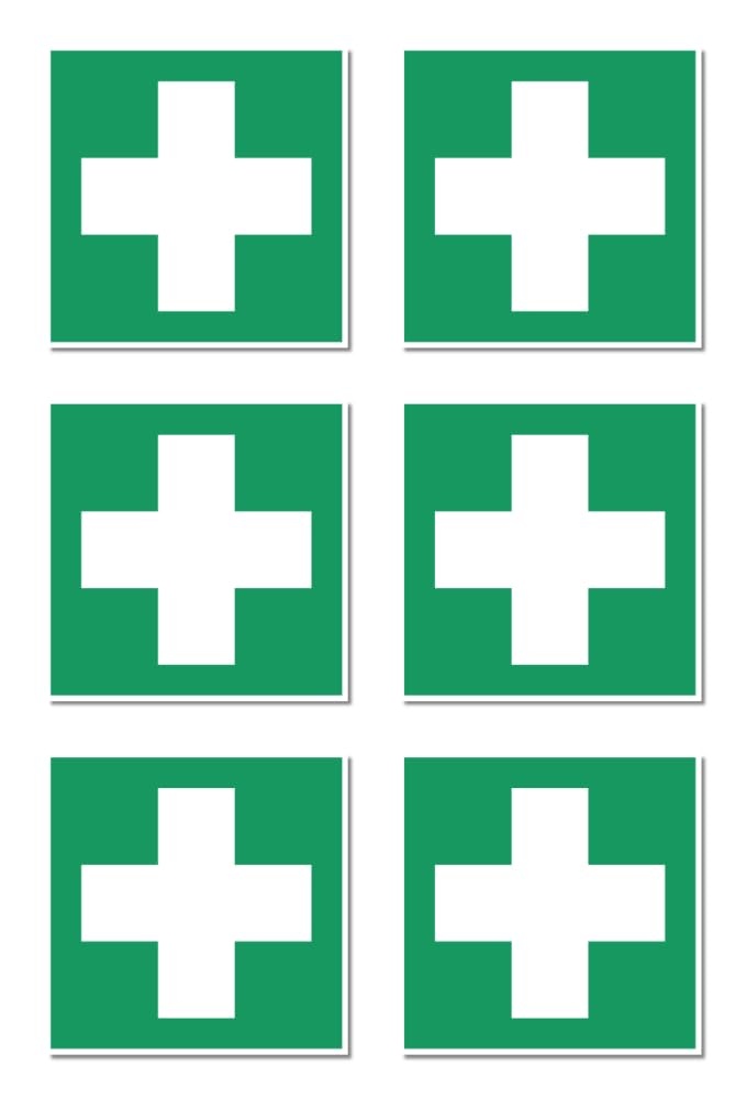 E003 EHBO-stickers 6 stuks DIN EN ISO 7010 / ASR A1,3-5 cm