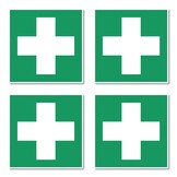 E003 EHBO-stickers 6 stuks DIN EN ISO 7010 / ASR A1,3-5 cm