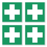 E003 EHBO-stickers 6 stuks DIN EN ISO 7010 / ASR A1,3-5 cm